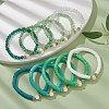 10Pcs Polymer Clay Disc & Glass & Brass Beaded Stretch Bracelets Set BJEW-JB09676-04-5