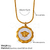 304 Stainless Steel with Natural White Shell Flat Round with Bee Pendant Necklaces for Women WG2F9FE-04-1