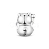 TINYSAND Rhodium Plated 925 Sterling Silver Enamel Kitten European Bead TS-C-267-2