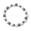 Natural Mashan Jade & Non-Magnetic Synthetic Hematite Beaded Stretch Bracelets for Women BJEW-JB13138-2