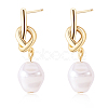 Knot with Imitation Pearl Dangle Stud Earrings JE1099A-1