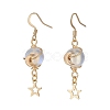 Moon Copper Wire Wrapped Synthetic Moonstone Bead & CCB Plastic & 201 Stainless Steel Dangle Earrings EJEW-JE06654-02-2