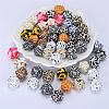 Colorful Pattern Printed Silicone Focal Beads SI-JX0022A-12-5