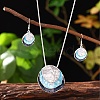 Three Flat Round Zinc Alloy Enamel Pendant Necklaces & Dangle Earrings Sets WGCF00E-02-2