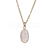 Natural Rose Quartz Oval Pendant Necklace NJEW-JN04487-01-1