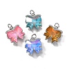 Brass Micro Pave Cubic Zirconia Charms KK-Q043-02P-1