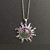 Natural Ruby in Zoisite Sun Pendant Alloy Chain Vintage Necklaces WB3716-17-1