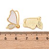 Brass Micro Pave Cubic Zirconia Shell Stud Earrings Findings KK-D363-01A-G-3