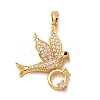 Brass Micro Pave Clear Cubic Zirconia Pendants CU-CBA97F2-08G-1