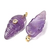 Natural Amethyst Carved Pendants G-H357-04G-09-3
