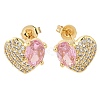 Brass Pave Cubic Zirconia Stud Earrings EJEW-M088-03G-01-1