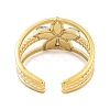 Flower 304 Stainless Steel Open Cuff Rings Ion Plating(IP) RJEW-G314-02G-4