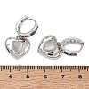 Brass Micro Pave Cubic Zirconia and Cat Eye Beads Heart Hoop Dangle Earrings KK-CBAD9DF-01P-D-3