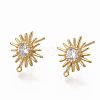 Brass Clear Cubic Zirconia Stud Earring Findings X-ZIRC-Q021-073G-NF-2