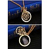 Alloy Flower & Glass Magnifying Pendant Necklace for Women MAGL-PW0001-01G-1
