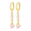 Brass Micro Pave Cubic Zirconia Hoop Dangle Earrings KK-CBA8324-07G-01-4
