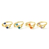 4Pcs 4 Style Natural Mixed Gemstones Braided Finger Rings RJEW-TA00116-1