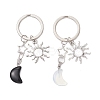 Synthetic Opalite & Natural Obsidian Pendant Keychains KEYC-JKC01212-2