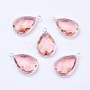 Silver Color Plated Brass Glass Teardrop Pendants GLAA-M006-A-16S-1