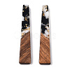Transparent Resin & Walnut Wood Pendants RESI-N039-67F-2