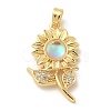 Brass Micro Pave Cubic Zirconia with Resin Pendants KK-G517-05G-01-1