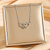 Brass Micro Pave Clear Cubic Zirconia Double Heart Pendant Necklaces NJEW-K280-05P-1