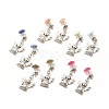 Natural Gemstone Half Round with Alloy Fairy Front Back Stud Earrings EJEW-JE04947-1