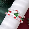3Pcs 3 Styles Polymer Clay & Glass Beaded Stretch Bracelet Sets BJEW-JB10676-2