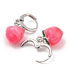 Fuchsia Peach Glass Dangle Leverback Earrings EJEW-P260-01P-2