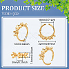 4Pcs 304 Stainless Steel Flower Open Cuff Ring Findings STAS-ME0003-07-2