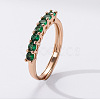 Flat Round Brass Micro Pave Cubic Zirconia Finger Rings FS-WG80990-06-1