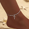Alloy Crystal Rhinestone Cross Charm Anklets for Women FS-WGFFC1B-03-1