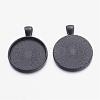 Electrophoresis Alloy Flat Round Pendant Cabochon Settings PALLOY-Q304-16-NR-2