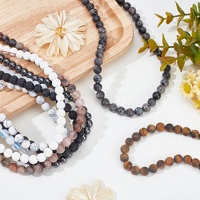 8 Strands 8 Style Natural & Synthetic Gemstone Beads Strands G-OC0002-09-1