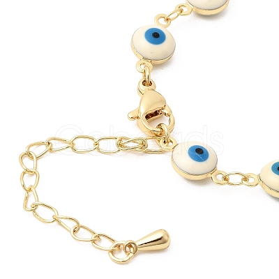Brass Acrylic Blue Evil Eye Link Chain Bracelet Making MAK-K024-20G-1