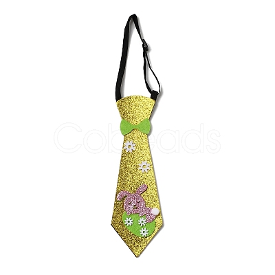 Easter Theme Rabbit Egg Glitter Felt Necktie AJEW-C030-01B-1