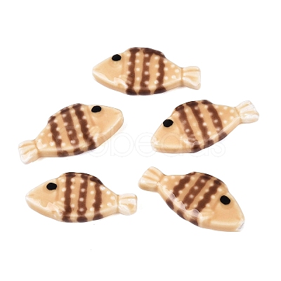 Hand Painted Fish Shaped Porcelain Beads PORC-N013-06E-1