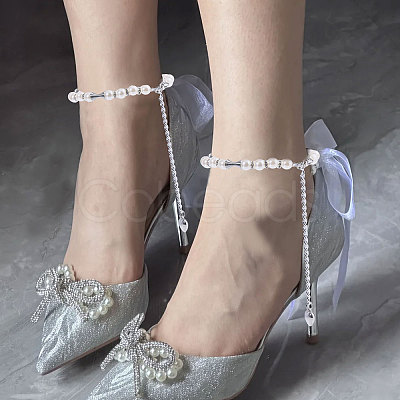 4Pcs 2 Colors Iron & Crystal Rhinestone & Resin Pearl Shoelace Bands FIND-GL0002-23-1