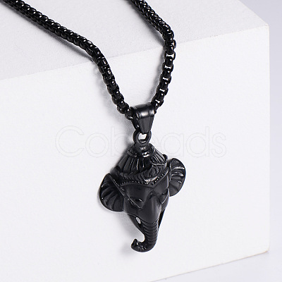 Retro Rock Punk Men's Elephant 304 Stainless Steel Pendant Necklaces TP5420-3-1