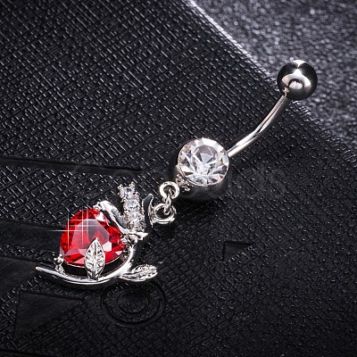 Brass Cubic Zirconia Navel Ring AJEW-EE0004-34A-1