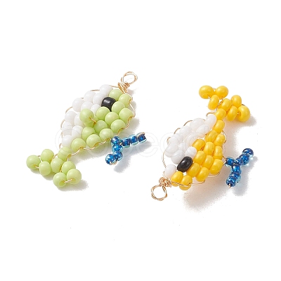 Baking Paint Glass Seed Beads and Eco-Friendly Copper Wire Pendants PALLOY-MZ01327-1