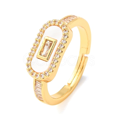 Brass Micro Pave Cubic Zirconia Cuff Open Rings for Women RJEW-F217-06G-1