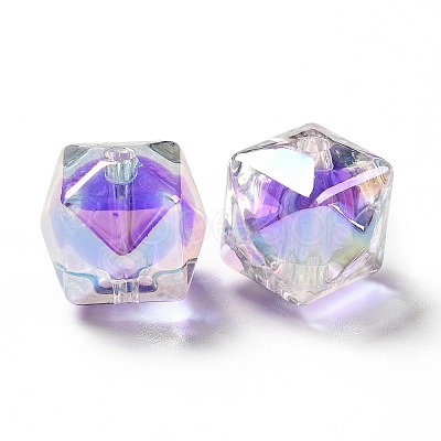 Two Tone UV Plating Rainbow Iridescent Acrylic Beads TACR-D010-02G-1