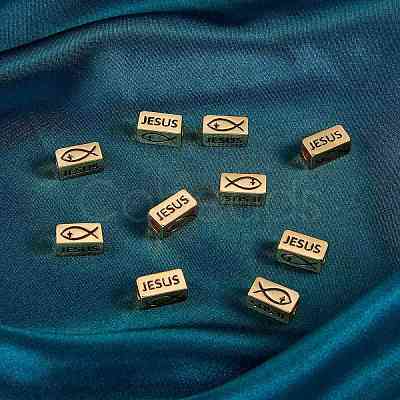 Brass Jesus Tube Beads for Easter KK-L006-041G-1