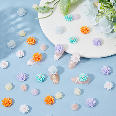 120Pcs 8 Styles Flower Resin Cabochons MRMJ-FH0001-30-1