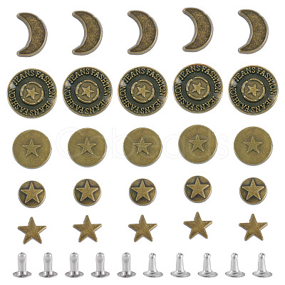 50Pcs 5 Styles Alloy River Studs FIND-TA0009-69-1