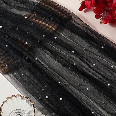 Polyester with Plastic Pearl Fabric AJEW-WH20006-271-1