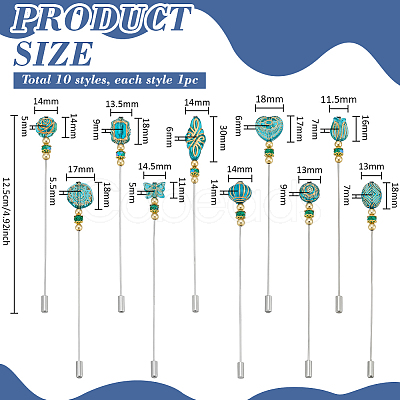 10Pcs Brass Brooches AJEW-PH01694-1