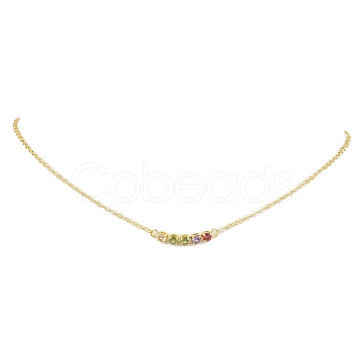 Rack Plating Brass Pave Colorful Cubic Zirconia Cube Link Necklaces NJEW-JN04999-1