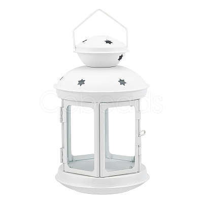 Portable Iron Candle Holder with Clear Glass Window AJEW-WH0299-85A-1